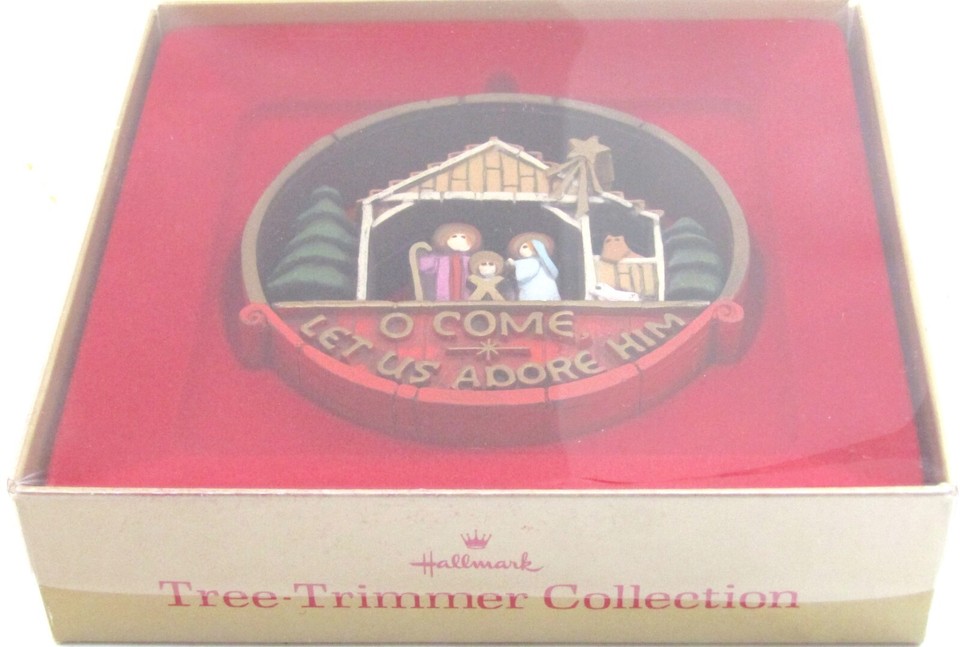 Vintage Hallmark Tree Trimmer 1977 Ornament “O Come Let Us Adore Him