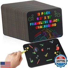 Humyoun 12 Pcs 9.5" x 12" Frameless Black Chalkboard for Kids Wooden Chalk Bo