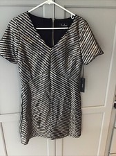 Lulus Poly  Broadway Star Metallic Sequin V-Neck  Lined  Mini Dress Size  M NWT