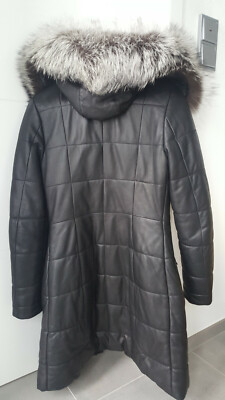 LA LOUIS ARMAND Gr. 36 S Echtledermantel Parka Kapuze Mantel Pelz Leder wie NEU
