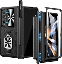 Galaxy Z Fold 4 Case with Screen Protector S Pen Holder, Kickstand Ring Stand