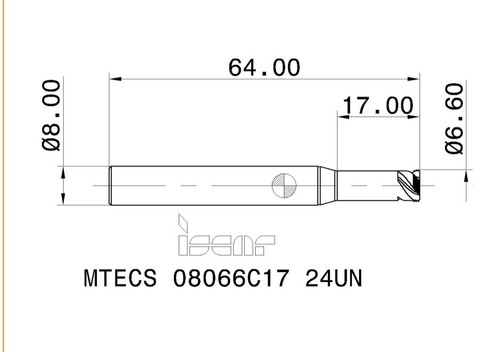 ISCAR MULINO FILETTATURA CARBURO SOLIDO MTECS 08066C17 24UN IC908 MADE IN ISRAEL NUOVO - Foto 4 di 4