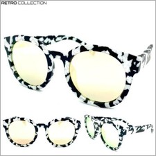 Oversize Classy Elegant Vintage RETRO Style SUNGLASSES Unique Round Marble Frame