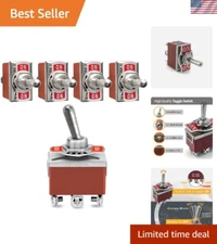 5-Pack of Robust DPDT Toggle Switches - 20A Heavy-Duty Performance for Projects