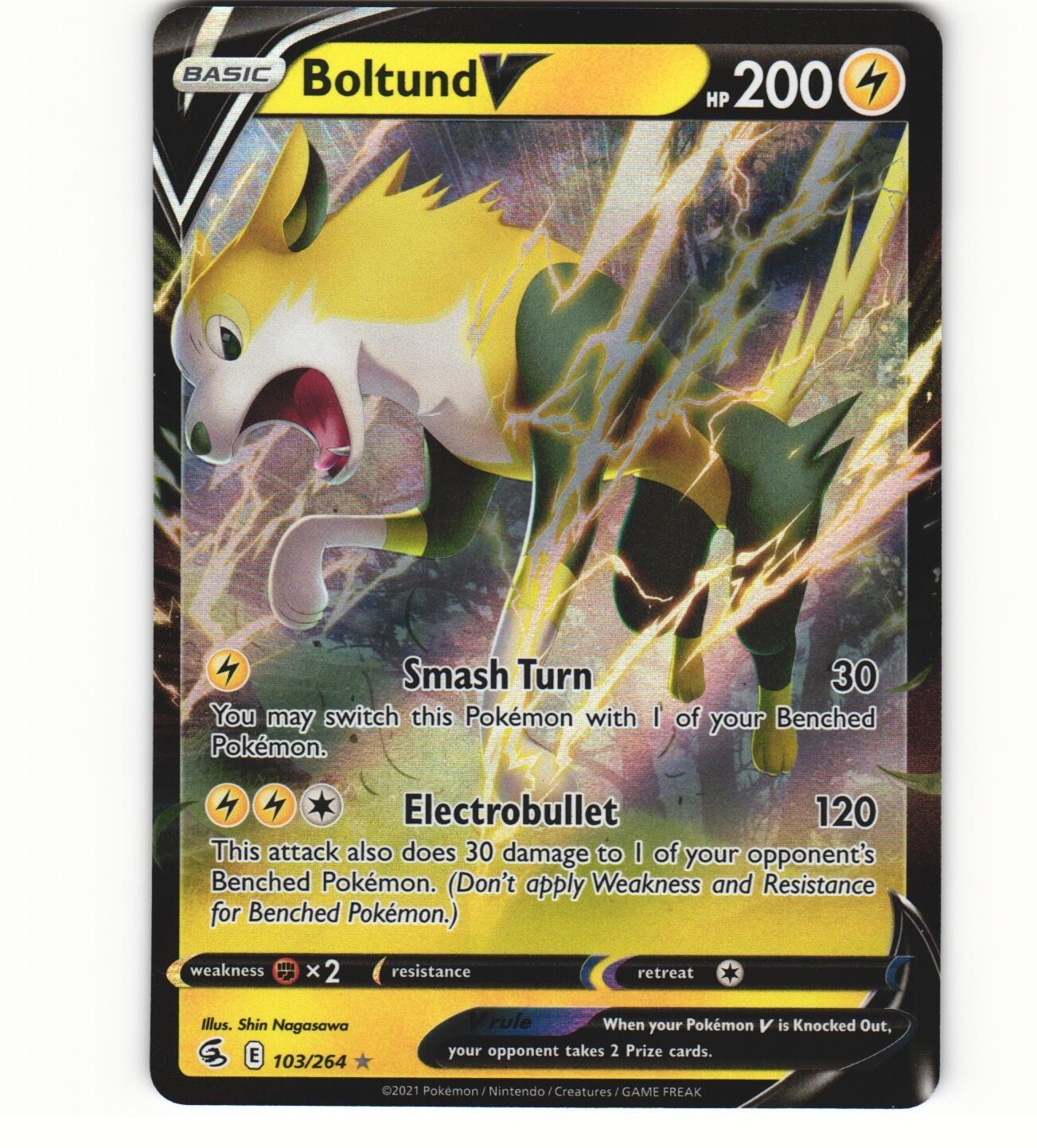 2021 Near Mont NM Pokemon Boltund V 103/264 Fusion Strike English