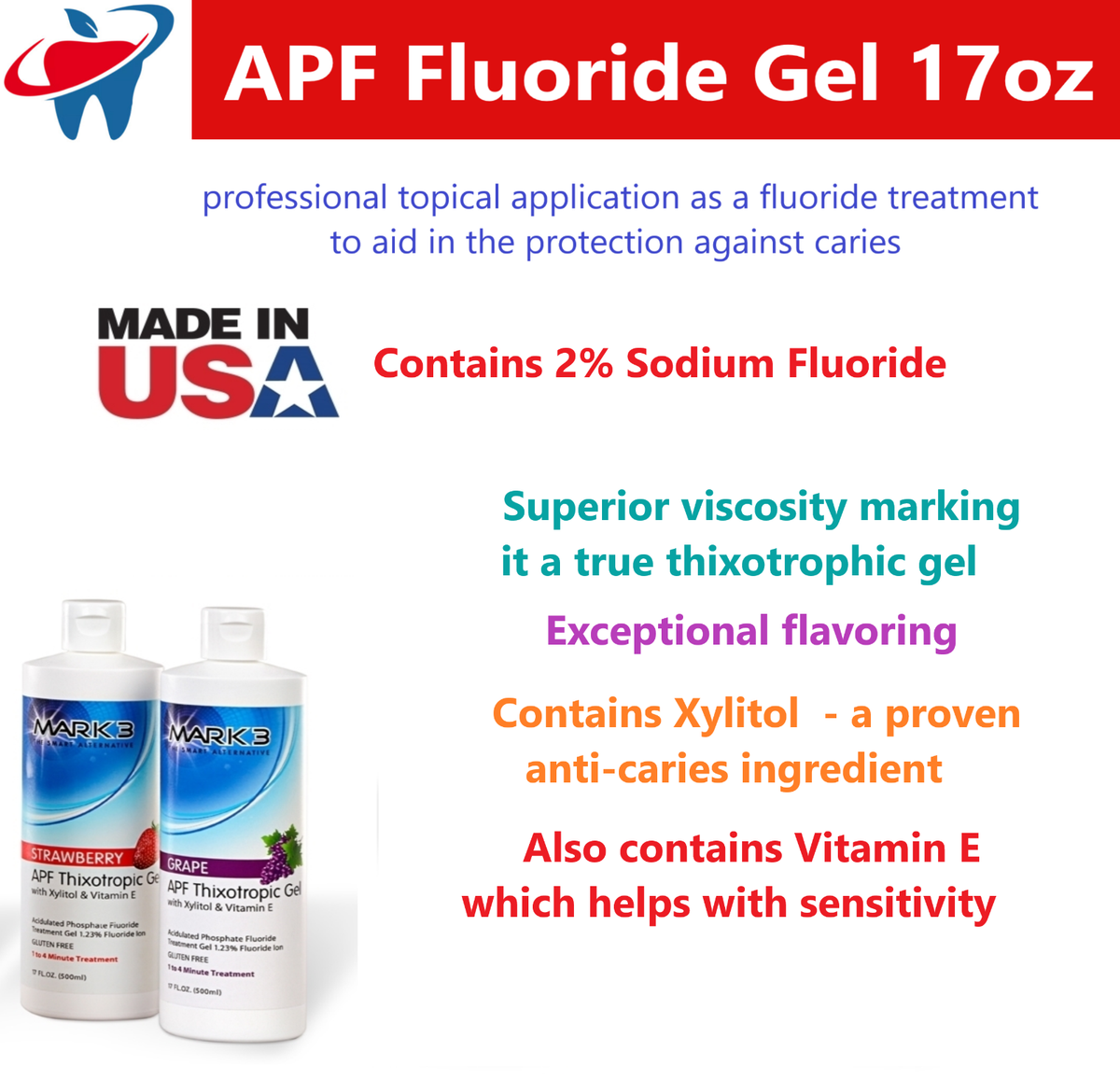 2 x Bottles Dental Flouride Gel APF CHERRY Thixotrophic Fluoride