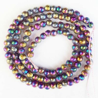 4mm Natural Titanium Crystal Agate Druzy Quartz Geode Stone Ball Loose  Beads