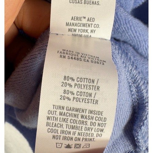 Aerie Terry Cloth Cinch Sweatshirt blue relaxed beach lounge sz XL blue - Picture 7 of 8