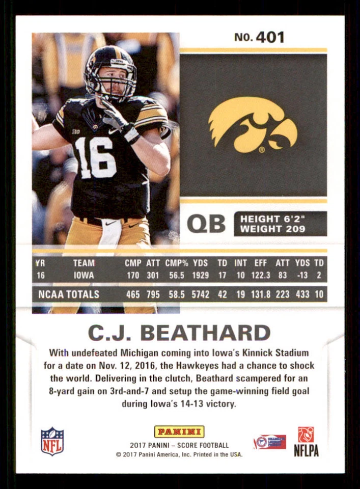 2017 Score #401 C.J. Beathard RC - Image 2 of 2
