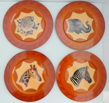 Lacquer Plate SET 4 Jungle Animals Zebra Elephant Tiger Giraffe unused Chargers
