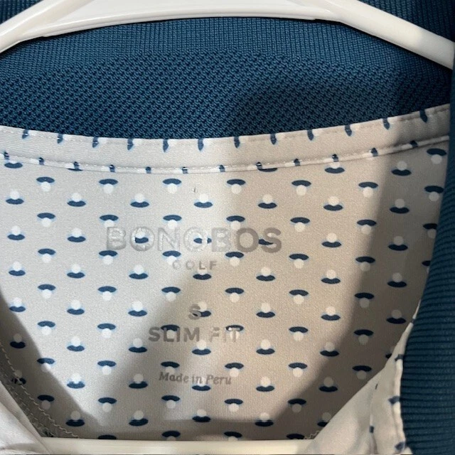 Polo de golf Bonobos para hombre pequeño ajustado camisa gris azul elástico arte atlético Foto 3 de 4