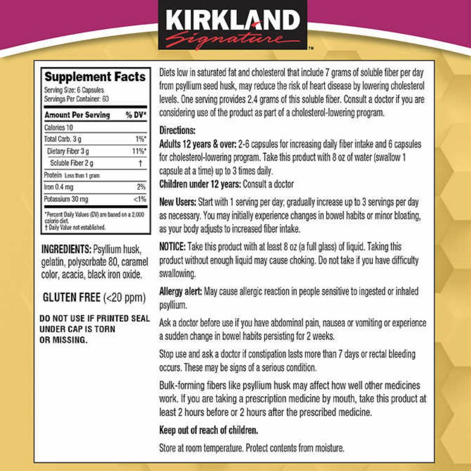 Kirkland Signature Fiber 360 Capsules Compare To Metamucil Caps.100 Na