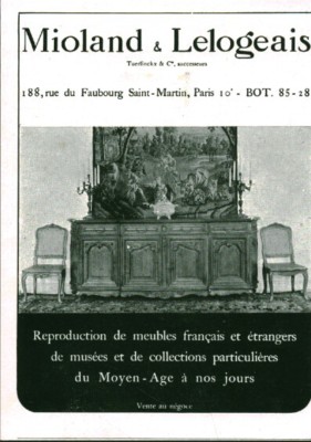 Alte Reklame Möbelreproduktion Mioland 1950 aus Zeitschrift