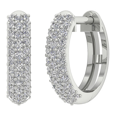 SI1 G 0.50 Ct Natural Diamond Hoops Earrings 14K Solid Gold Pave Set 0.51 Inch