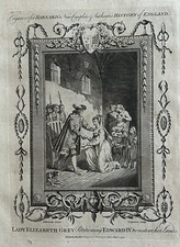 1783 Elizabeth Woodville “Grey” Petitioning Edward IV Original Antique Print