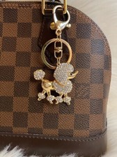 Poodle Dog Keychain Keyring Bag Charm Purse Handbag Charm Gold Rhinestones gift