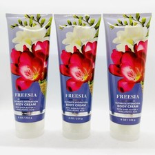 NEW 3 PCS BATH  BODY WORKS FREESIA ULTIMATE HYDRATION BODY CREAM 8 FL OZ EACH