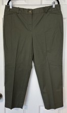 Talbots The Perfect Crop Pants size 14 Petite Olive Green Casual Career Classic