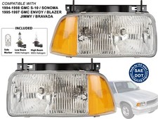 Head Lamp 1995 - 1997 Gmc Jimmy Bravada 1994 - 1998 Sonoma Passenger Driver Pair