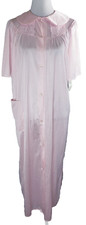 Vintage Nancy King Lingerie Nightgown Sleepwear Button Short Sleeve Pink S 36167