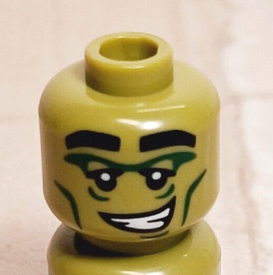 New LEGO Alien Head OLIVE GREEN Smile Dashing Space Guy Cricket Face Teeth Eyes