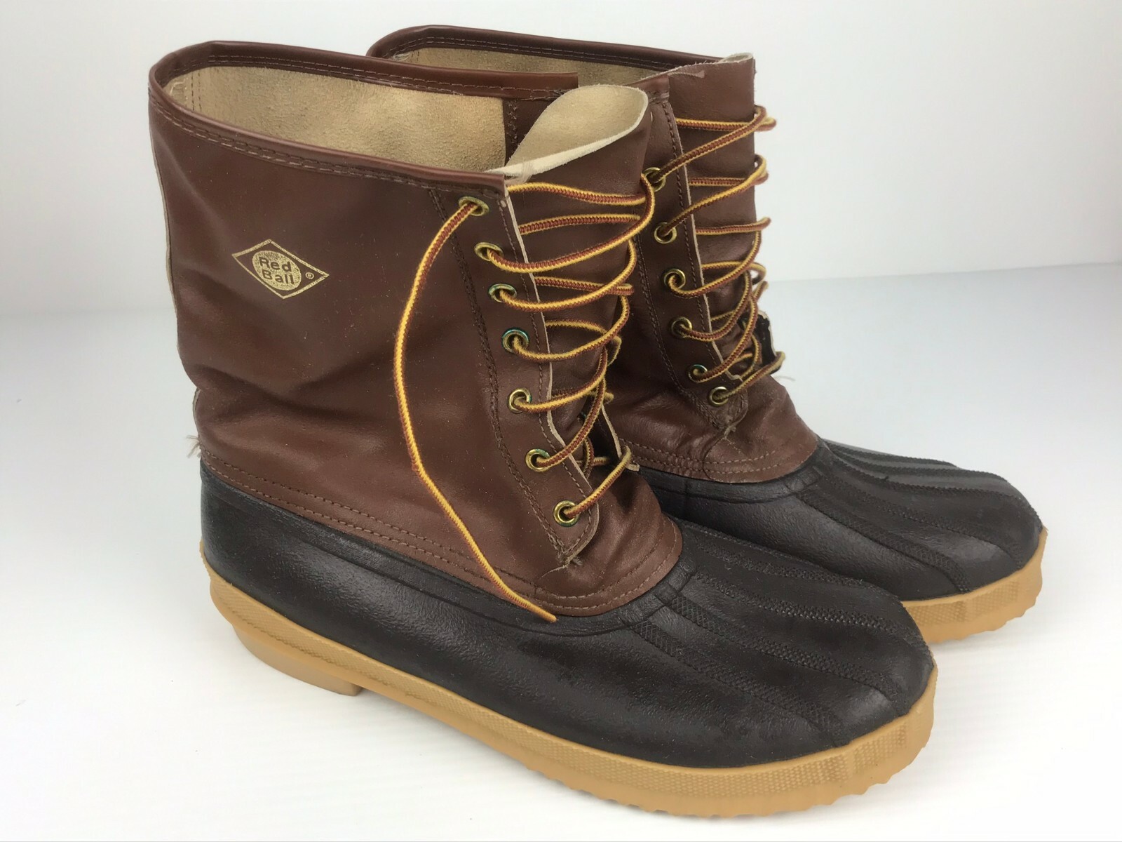 Men's Red Ball Rubber Boots / Size 10 Regular / Waterproof / Brown