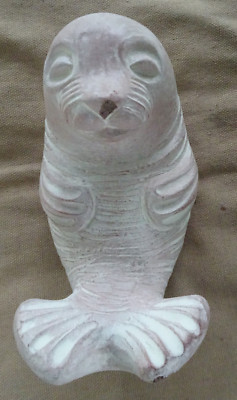 1998 Signed Rose Isabel Bloom Hand Made Concrete Sculpture Walrus 5 1/2'' USA