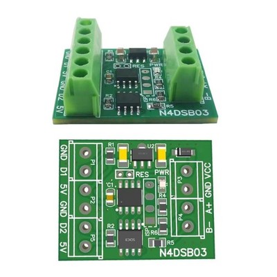 2CH RS485 Modbus -55-125  Temperature Collector DS18B20 Sensors Adapter Board