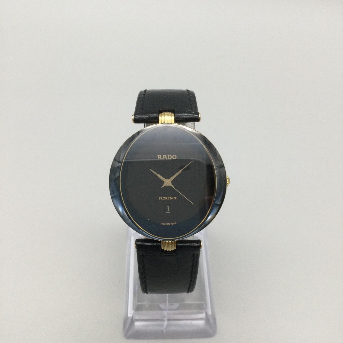 Rado Florence Womens Watch 32mm Black Gold Tone Leather 152.3694.2