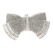 Silver Tone Metal Crystal Rhinestone Clutch Evening Bag HB6262-SCL