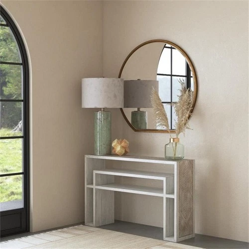 Uttermost Genara Wood Accent Console Table in Bone White and Oatmeal - Picture 6 of 7