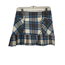 John Morrison KiltMaker 100% Wool Sz 10 Pleated Plaid Y2K Punk Grunge Mini Skirt
