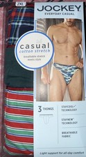Jockey  3-Pair Mens Thongs Cotton Blend Breathable Casual Multicolor A  2XL