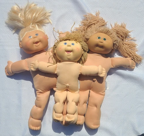 3 Vintage Cabbage Patch Kid Coleco Hasbro Jakks Pacific Blonde Hair Nude