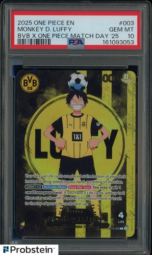 2025 ONE PIECE PROMOS BVB X ONE PIECE MATCH DAY 2025 #003 MONKEY D. LUFFY PSA 10