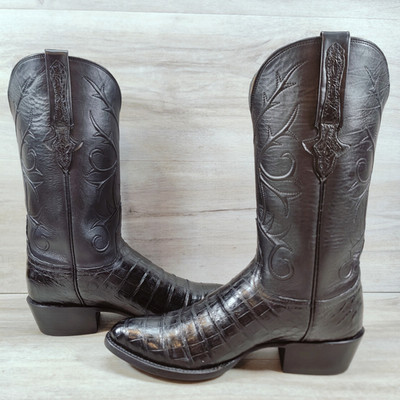 Lucchese Classics Ultra Caiman Buffalo Cowboy Boots Men 8 D / Women 9.5 Black