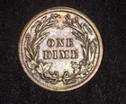 1913 10C Barber Dime toned reverse