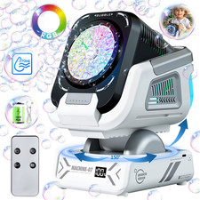 Professional Bubble Machine with Remote, RGB Lights, and Rechargeable Battery