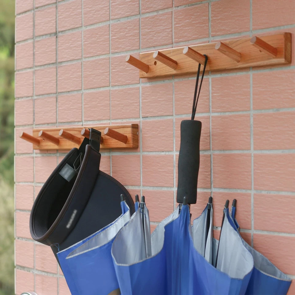 Perchero montado en la pared de teca natural (juego de 2, 16,6") - gancho de entrada de granja... Foto 4 de 4