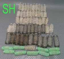 Vintage Mid Century MCM Wire Mesh Brush Hair Rollers Curlers Green Black