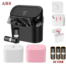 Hanging Car Trash Can Flip Top Lid ABS Garbage Bin Auto Interior Organizer
