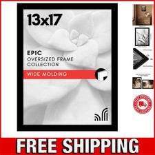 13x17 Picture Frame with Polished Plexiglass - Black Picture Frame - Wide Pho...
