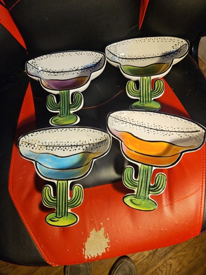 Margarita Cactus Serving Snack Dishes CLAY ART SALSA Teal orange lime purple 4