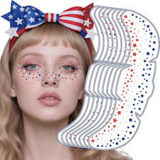 8 Pack Patriotic Face Tattoos Red White and Blue for Fourth of July Party