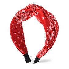 Xiyantiji Red Bandana Headbands for Women - Paisley Print Wide Turban, red