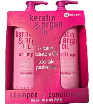 SJ Hair Care ~ Keratin & Argan Oil Shampoo & Conditioner w/ 7 Natural Extracts