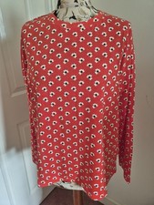 Image of Regatta x Orla Kiely Long Sleeve T-Shirt Top Clover Red Size 16 BNWT