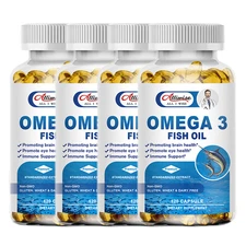 Omega 3 Fish Oil Capsules High Potency EPA + DHA Supprt Brain Eyes Immune Health
