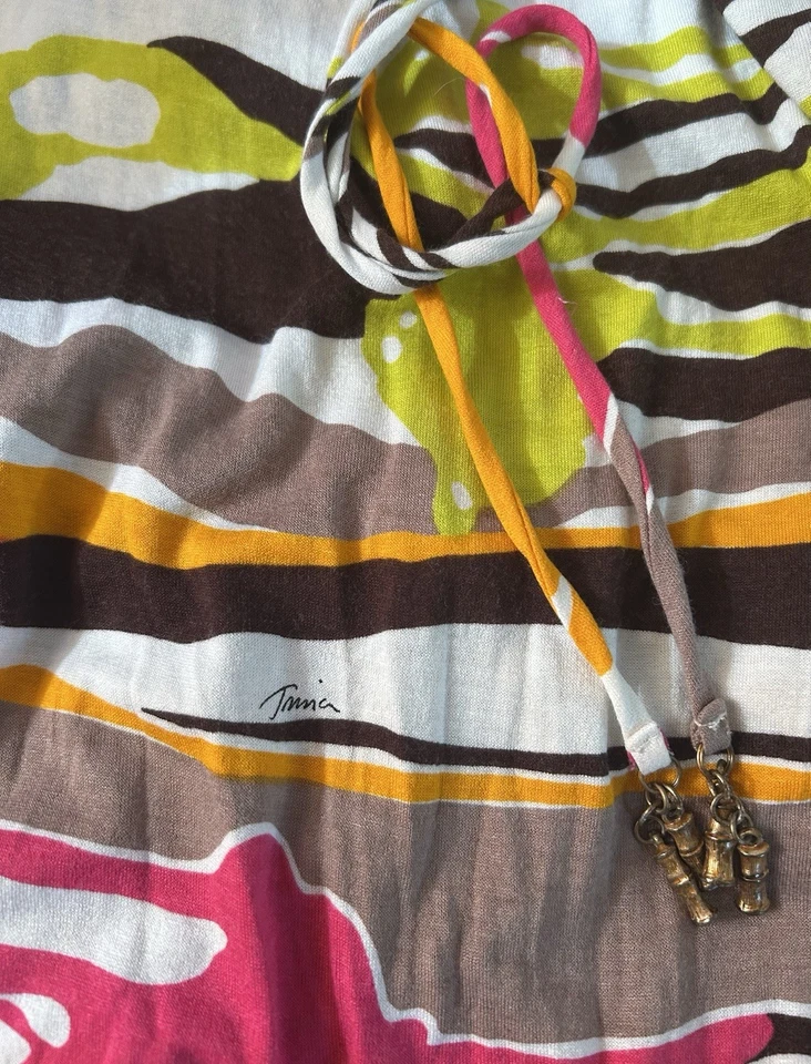 Vestido Trina Turk Y2K Color Salpicaduras Vestido Midi Halter Top Cuentas Boho Resort Talla S Foto 2 de 4