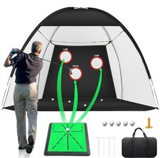 Golf Net, 10x7FT Golf Hitting Net with Golf Swing Mat, Golf Practice Net "Gift"